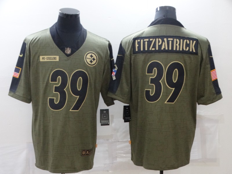 Men Pittsburgh Steelers #39 Fitzpatrick green Nike Olive Salute To Service Limited NFL jersey->denver broncos->NFL Jersey